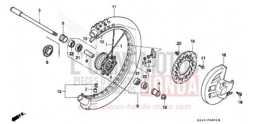 FRONT WHEEL (CR125RS/RT/RV) CR125RT de 1996